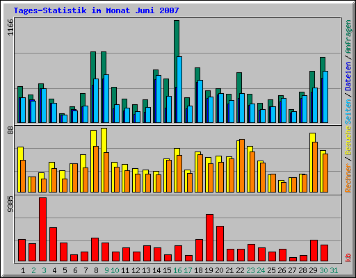 Tages-Statistik im Monat Juni 2007