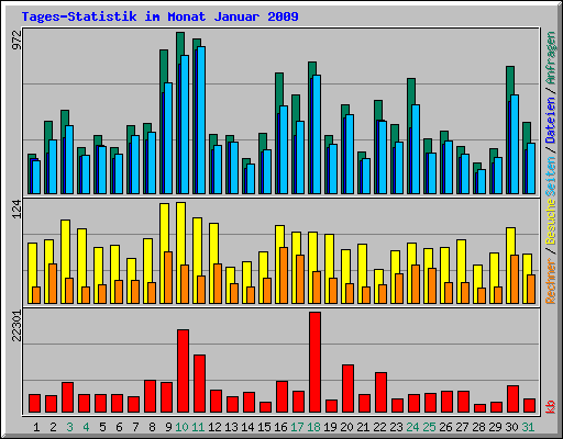 Tages-Statistik im Monat Januar 2009