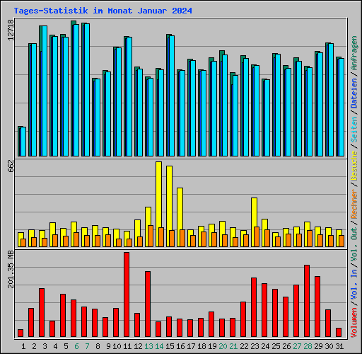 Tages-Statistik im Monat Januar 2024